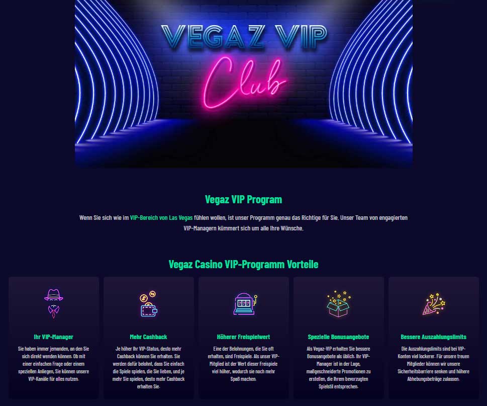vegaz casino vip